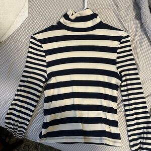 Striped Black and White Turtleneck Top